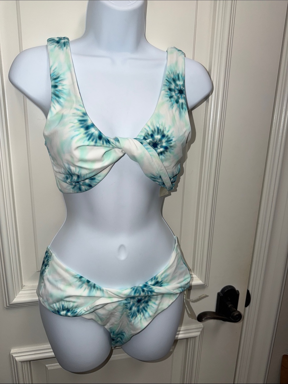devon windsor elsa scarlett tie dye bikini twist swimsuit blue white